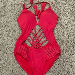 Kenneth Cole Red Cutout monokini